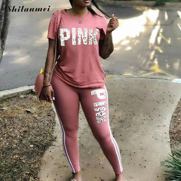 Pink t Sweatsuit  2 Piece Set