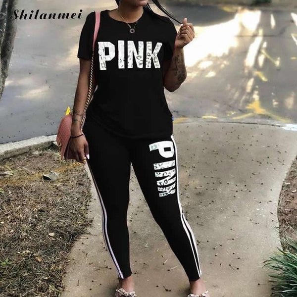 Pink t Sweatsuit  2 Piece Set